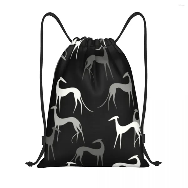 Alışveriş Çantaları Özel Sevimli Sighthounds Eğitim için Drawstring Yoga Sırt Çantaları Erkek Kadın Greyhound Whippet Köpek Spor Salonu Sackpack