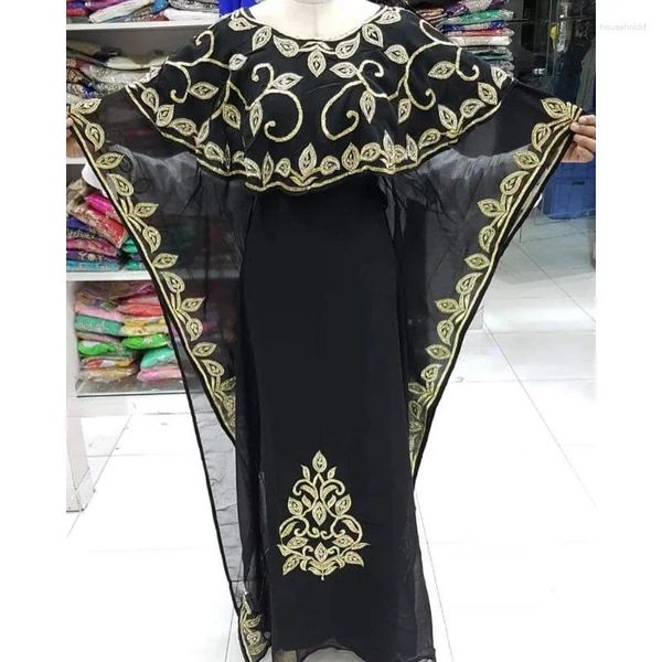 Этническая одежда черная рубашка для марокканской длинной рубашки Dubai Abaya Georgette платье арабская европейская и американская модная тенденции