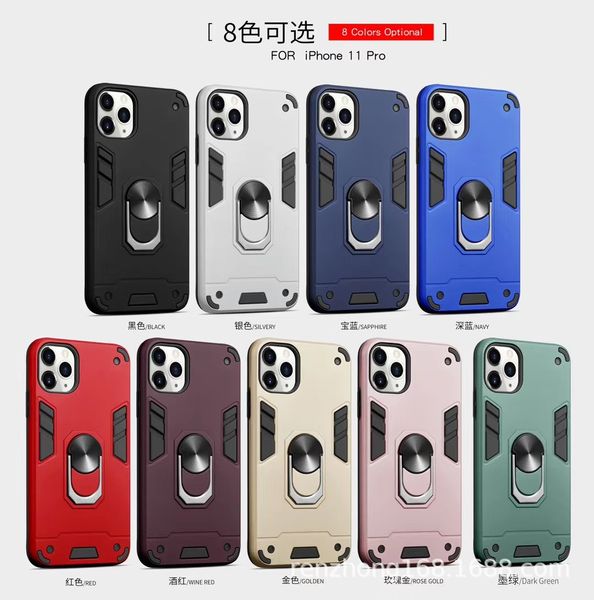 9Colors 2 em 1 Casos de telefone celular TPU+PC 360 ﾰ ímã de kickstand anel para porta -celular à prova de choques para iPhone Pro Max Plus 15 14 13 12 11 Tampa de telefone celular