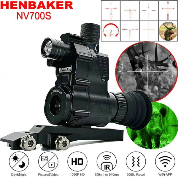 Telecamere NV700s Night Vision Monocular 1080p HD 400m a infrarossi fotocamera a infrarossi 14x Digital Light Zoom Hunting Riflescope WiFi App NV Registratore