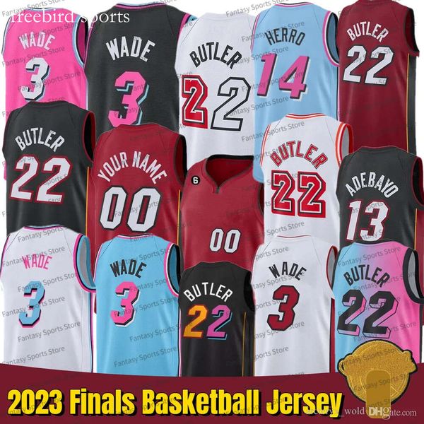 Kids Mens Jimmy Dwyane Butler Jersey Tyler Herro Kyle Lowry Bam Ado Maglie da basket classiche Ed Maglie blu nera rosa camicie S-XXXL Custom S