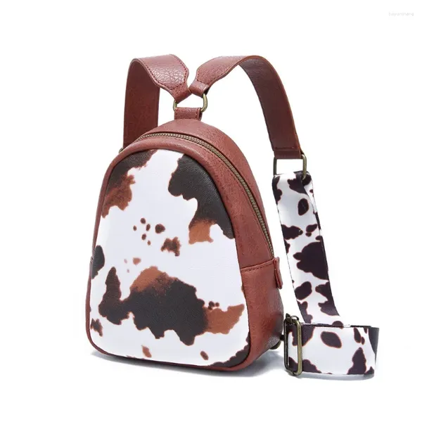 Schulbeutel Leopard PU Leder Cabrio Rucksack Crossbody Women Mode Vintage Sling Bag Female lässig vielseitig mini