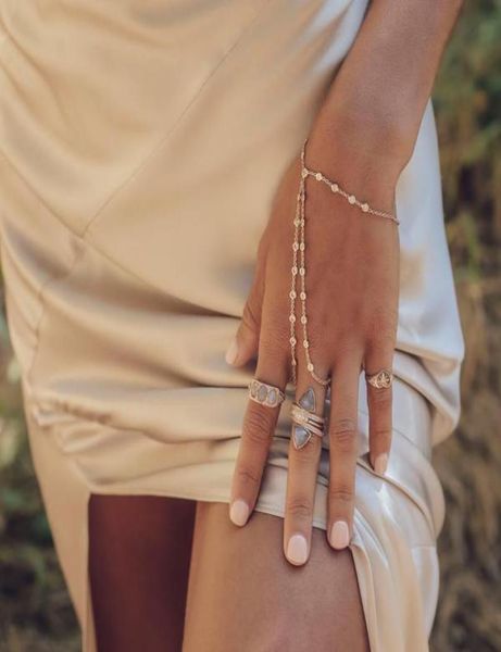 Свадебная обручальная станция CZ Заявление о бриллиантовой ручной браслет серебряный золотой браслет с кольцом элегантность женщин ювелирные изделия7058679