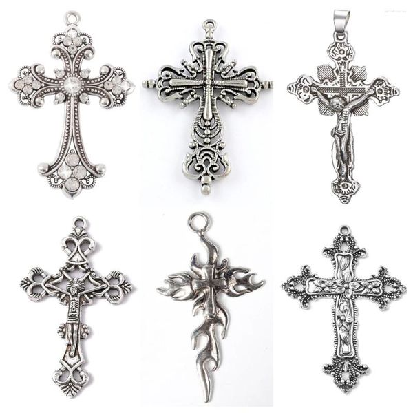 Ciondolo 5/10 pezzi in lega vintage Croce Pendenti Fede religiosa Rhinestone per gioielli fai -da -te che producono orecchini per orecchini da collana regalo