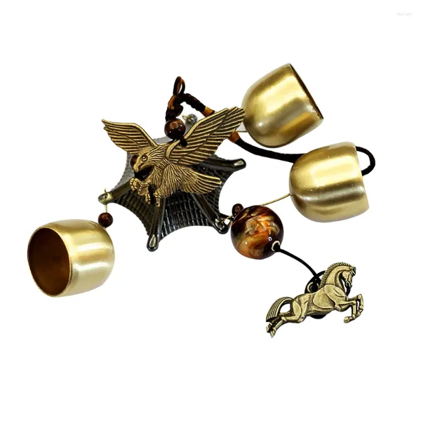 Dekorative Figuren Feng Shui Lucky Eagle Bronze Farbe Tempel 3 Glocken Windchimes W3007