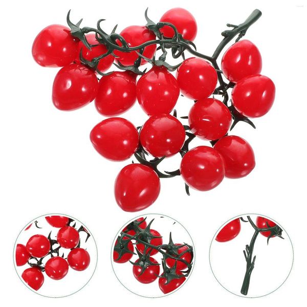 Decoração de festa decoração de casa tomates cereja simulados plástico realista falsa adorna planta frutas ornamentos de pingente artificial vermelho real