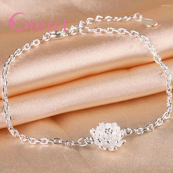 Link Armbänder Top -Anbieter 925 Sterling Silber Metallketten Armband Armband für Frauen Blumendesign Körper Schmuck Mujer Freundschaft Geschenk