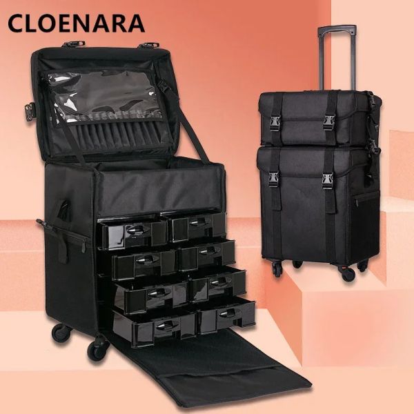 Casos colenara cabine bagagem de pano oxford beleza manicure kit ladies case cosmetic case de grande capacidade com rodas mala