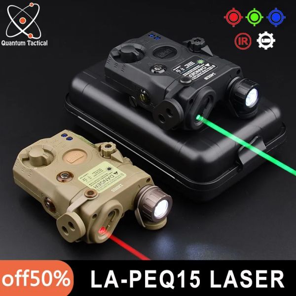 Прицелы AN/VHP PEQ15 AirSoft Red Green Blue Dot Laser LAPEQ15 Box Box Светодиодный тактический фонарик Ir Ночное видение