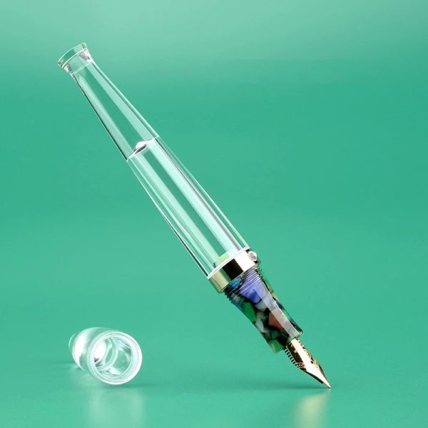 Pens Majohn S5 Iridium transparente -fonte resina de gotas de caneta 0,38 mm/0,5 mm de grande capacidade para redação de tinta de tinta caneta de presente