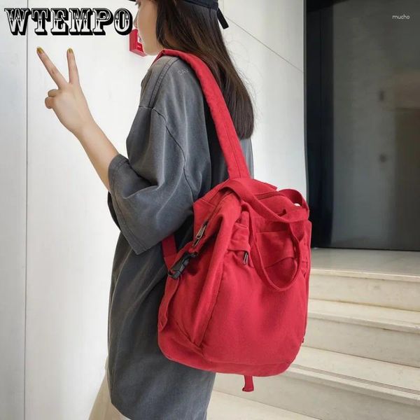 Backpack Women Canvas Girl Fabric School Bag Student Vintage Female Laptop Travel Kawaii Ladies Mochila