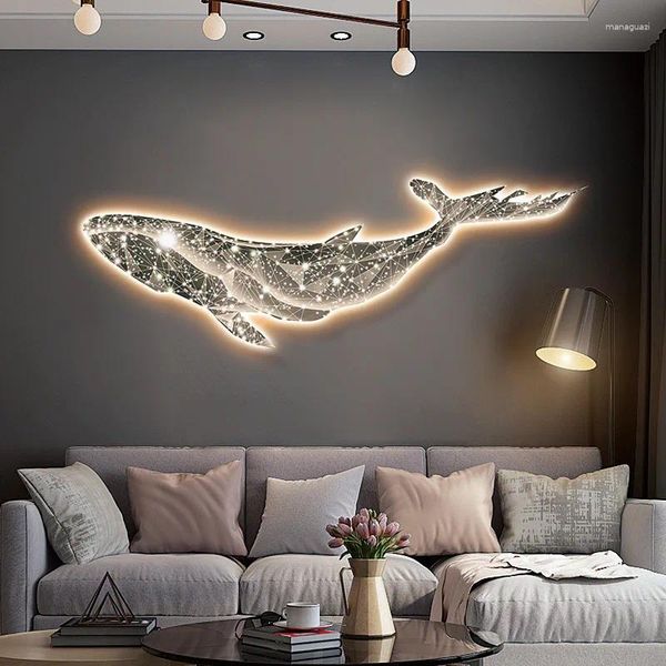 Dekorative Figuren LED -Lichtmalerei luxuriöser Wohnzimmerwal High -End -Sofa Hintergrund hängen abstraktes Wandbild
