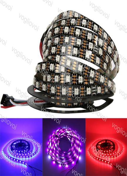 Strip LED Light DC5V individualmente indirizzabile WS2812B PCB nero bianco Black 30 60 pixel RGB 2812 nastro a nastro impermeabile vacanza impermeabile Lightin3548638