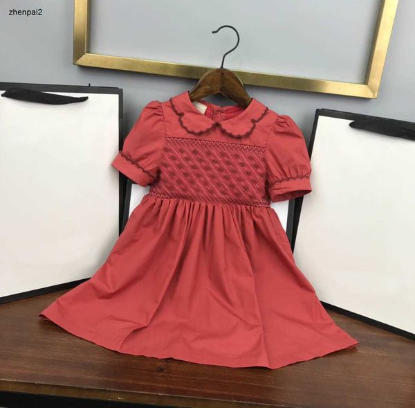 Роскошная детская юбка вышитая логотип логотип платья красная принцесса размер 90-160 см. Детская дизайнерская одежда Летняя короткие рукава для девочек вечеринка 24 апреля