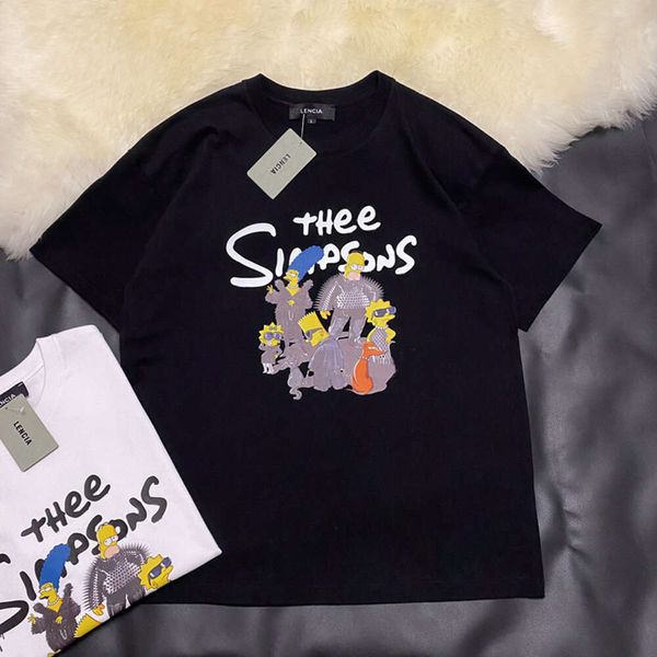 Designer {Straight} Edição Correta B Classic Classic Simpson Família Camiseta de mangas curtas de ambas as famílias masculinas