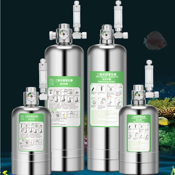 Aquarien Aquarium CO2 -Generatorsystem Edelstahl CO2 -Reaktor -Kit Aquatischer Pflanzenfischtank CO2 -Druckmessstrusel Blasenschalter Acuario