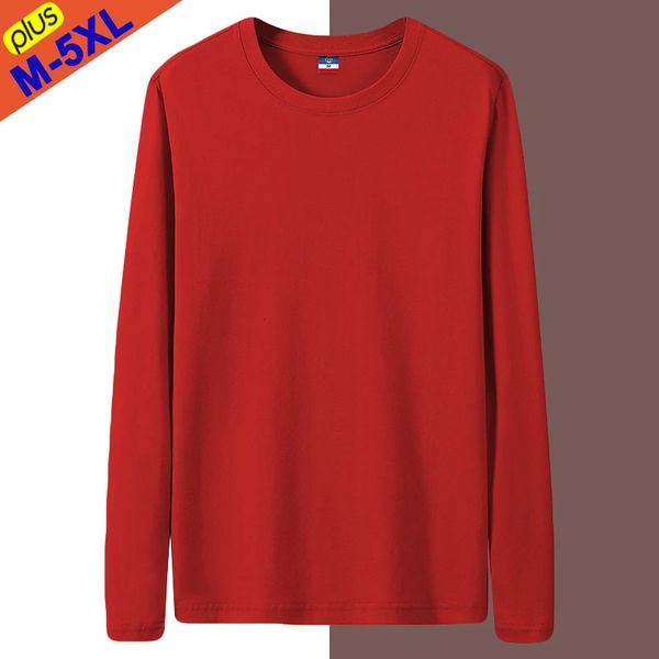 T-shirt a maniche lunghe invernali uomini uomini di qualità da donna cotone semplice magliette natalizie di base maschio camicia femmina boy boy girl plus size top 240411