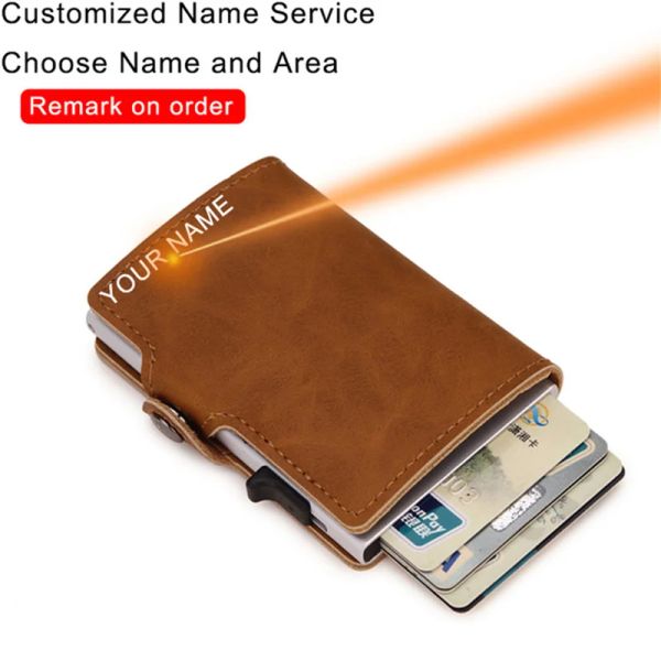 THIESTRI Porta del portafoglio incisivo personalizzato UOMINO DONNA Portafoglio in pelle RFID ID Porta della carta di credito con clip moneta Clips portafoglio