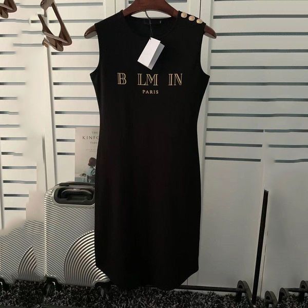 Lady Kleid Schlankes Fit Designer ärmellose Kleider Sommer Bodycon Sexy Frauen Kleidung Luxus Schlinge einteilige Kleid Bm Kleid S-L