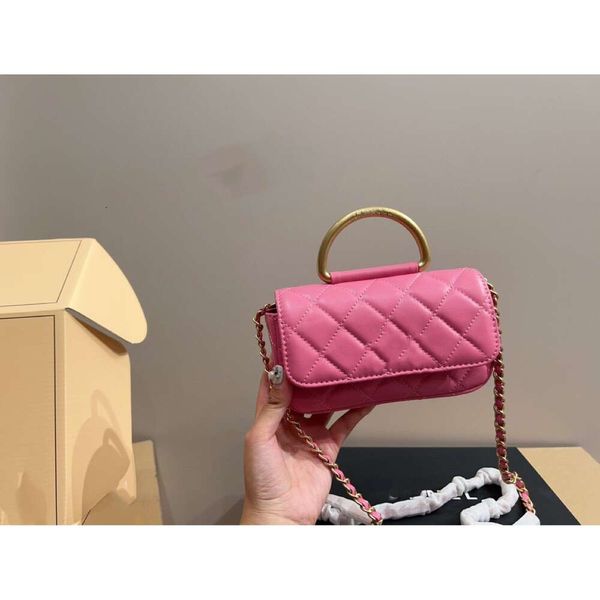 Tasarımcı Saddle Bag Tote Kanalizma Elmas Denetleyici Metal Tutucu Halka Handlı Postacı Çanta Zinciri Bar Omuz Crossbody Bag Mini Kız