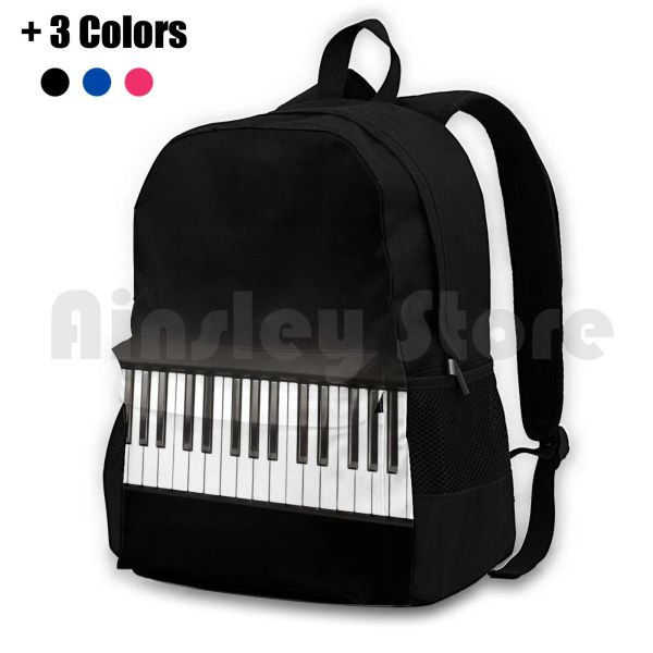 Música de mochilas Música em preto e branco Caminhada ao ar livre Backpack impermeável Camping Travel Piano Piano Keys Música Música Amante Rose Rose