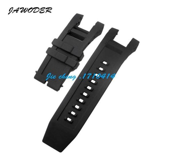 Rajagem Jawoder Men 33mm x15mm Black Silicone Diver Watch Band Strap sem fivela para Inv 6575 Subaqua NOMA IV8380656