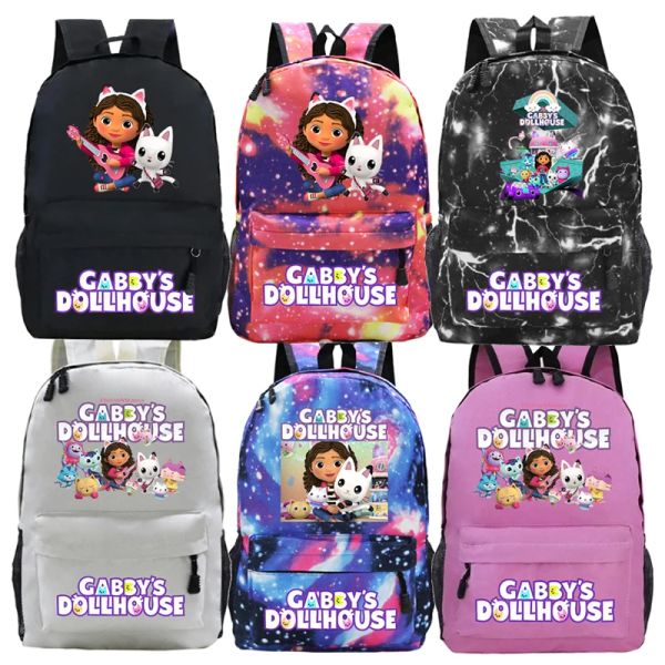 Taschen Cartoon Gabby Dollhouse Rucksack Jungen Mädchen Kinder Schüler zurück in die Schule Mochila Buchbeutel Teenager Schulter -Ruska