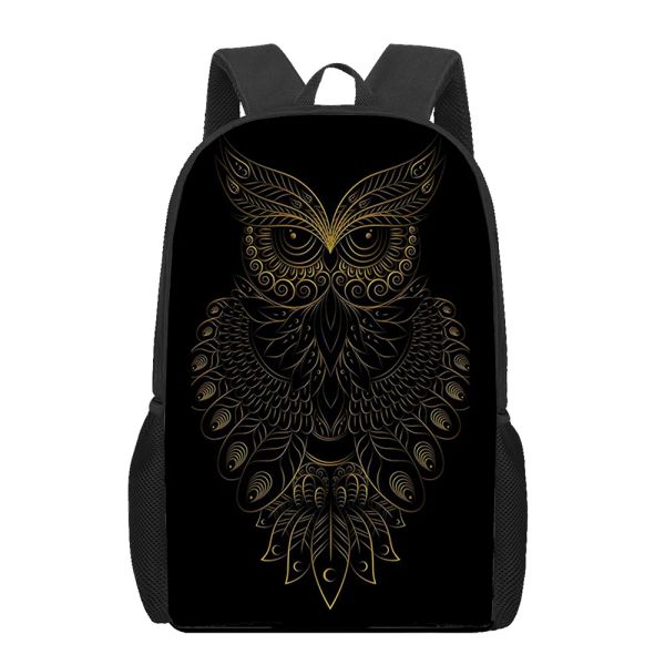 Bolsas Cool Animal Owls Pattern School School School For Boys Girls 3D Prind Kids Book Bags Teenager Laptop Mochilas Casual Travel Rucksack