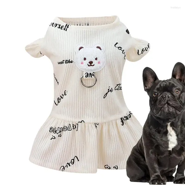 Платья одежды для собак для маленьких собак медведь мультипликационное платье в полиэстере мягкая модная удобная домашняя одежда ежедневная одежда