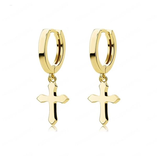 Edelstahlkreuz -Ohrring Klassiker minimalistischer Goldfarbe baumelnder Kreuz Reifen Ohrringe für Männer Frauen Schmuck2841049