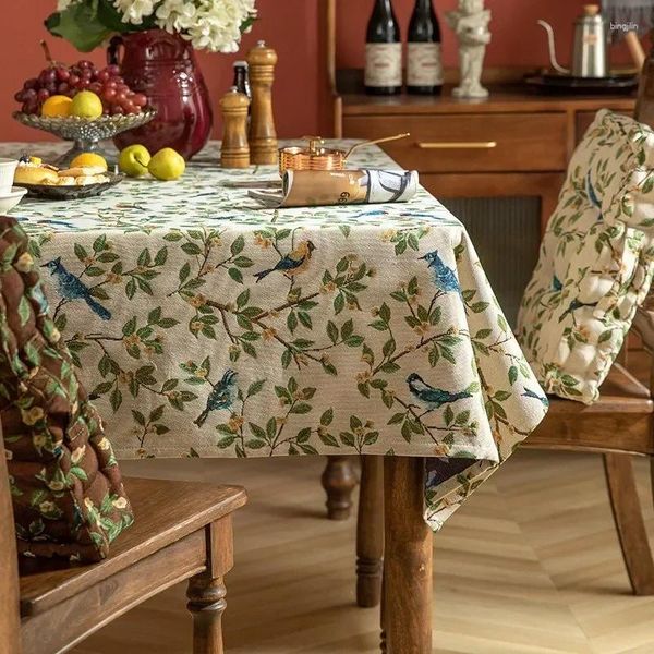 Tischtuch Vintage Birds Cotton Leinen Restaurant Wohnzimmer Tee Rechteckige quadratische Abdeckung Staubdicht