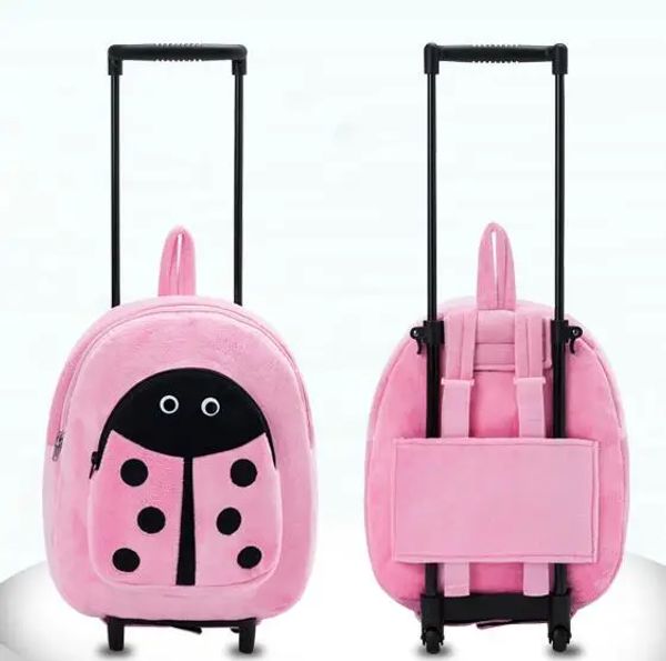 Taschen Rucksack Rucksack Girls Kid Rolling Rucksack für Schule Cartoon Doppelkonsum Rucksackräder Reisewagen Rucksacktaschen für Kinder