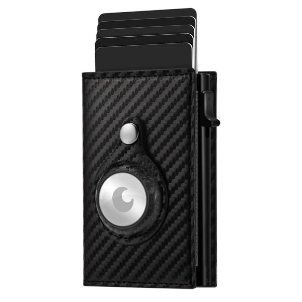 Brieftaschen Smart Air Tag Black Wallet mit RFID Slim Design Premium Crazy Horse Leder Pop -up -Kreditkartenhalter enthält keinen Air -Tag