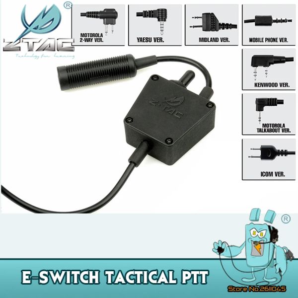 Accessori Z TAC ESWITCH PTT Affiolente militare Caccia per Baofeng Radio Kenwood 7 Plugs per caccia tattici Accessori per cuffie Z122