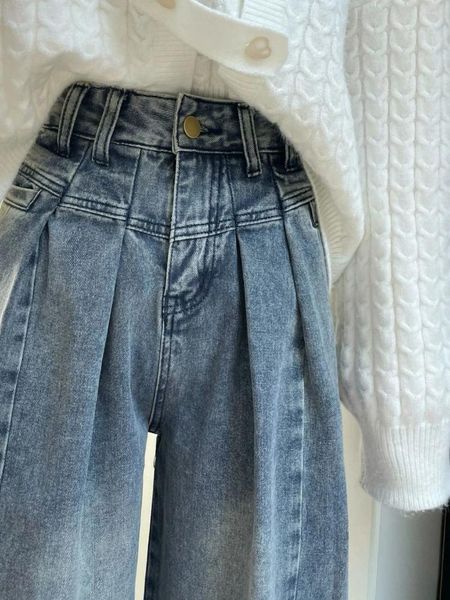 Jeans femminile gamba larga retrò per donne in 2024 pantaloni di strada dritti di grandi dimensioni Y2K