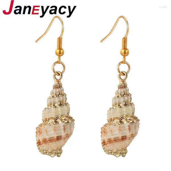 Orecchini a pennaglietta Janeyacy Brand 2024 Natural Conch Shell Girl Fashion Dichiarazione Bijoux Women's Jewelry