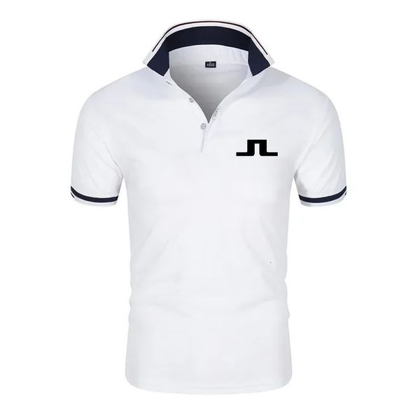 J Lindeberg Golf футболка Mens Mens Golf Clothing Summer Комфортная дышащая быстросохнутая футболка с коротким рукавом Men Polo роскошная футболка 240419