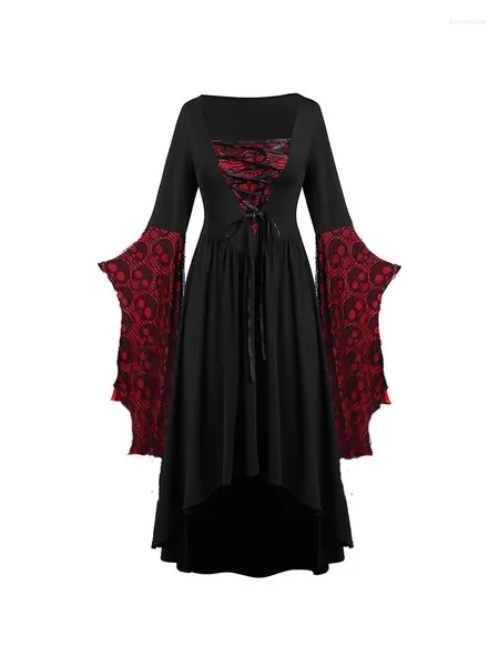 Vestidos casuais 2024 Vintage Halloween Cosplay Costume Vampire Vampiro Gótico Ghost Up Party Party Impred Medieval Bride Feminino