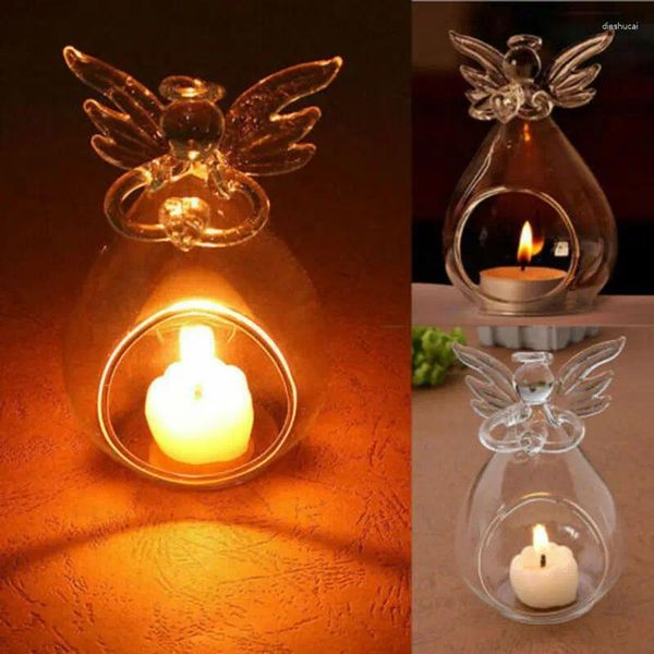 Titulares de vela 1pc Hollow Glass Angel Home Garden Night Wedding Outdoor Tea Tea Light Decor