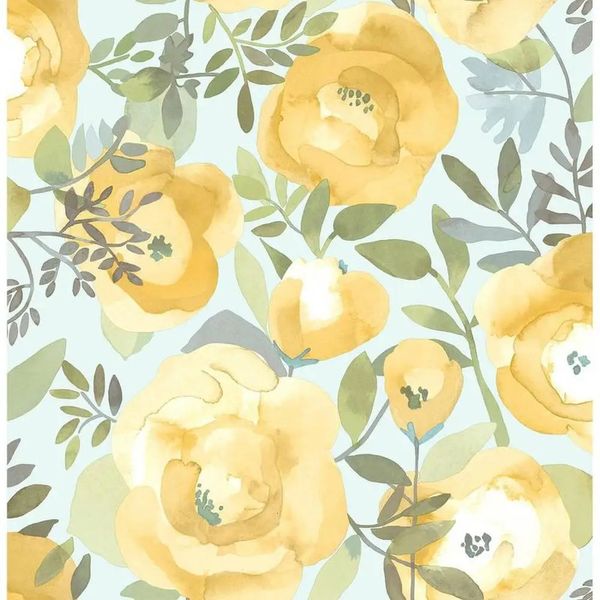 Carta da parati floreale giallo floreale ispirato vintage Easy Applicazione fai -da -te Safe per pareti Ideale riposizionabile 240415