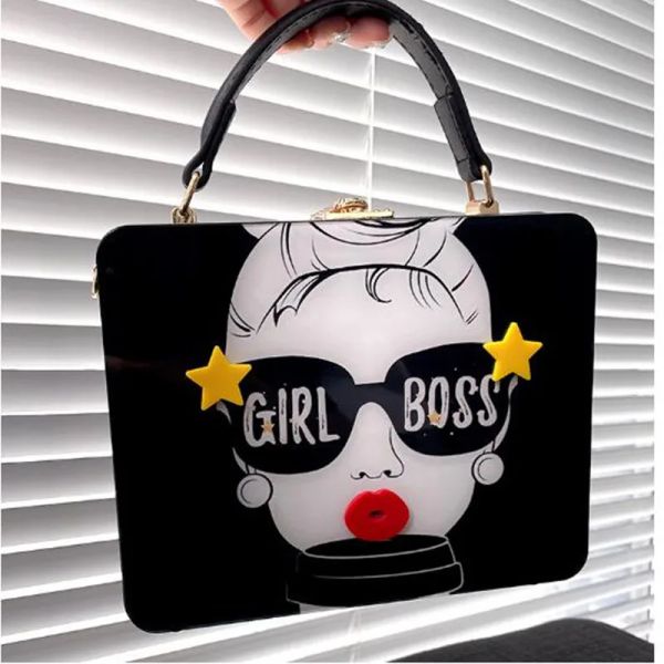 Baltos da noite da bolsa de noite romance lady face acrílico bolsas de acrílico e bolsas para mulheres embreagem de festas de designer Bolsa de ombro feminino casamento de luxo