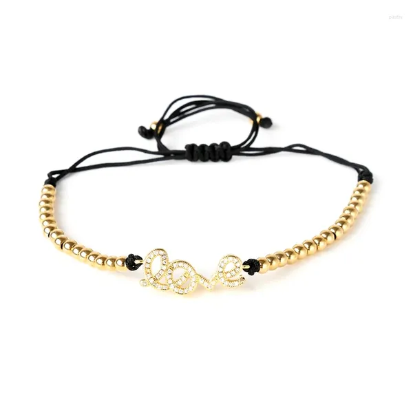 Braccialetti di fascino di alta qualità Anil Arjandas Bracciale per perle in acciaio inossidabile 5mm Micro Black CZ Love Connector Macrame