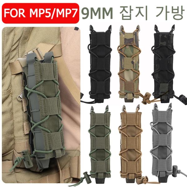 Packs Tactical 9 Magazine Single Mag Bag für MP5/MP7 -Gewehrpistolenholster Camouflage Molle Hunting Schießen Militär Airsoft Paintball