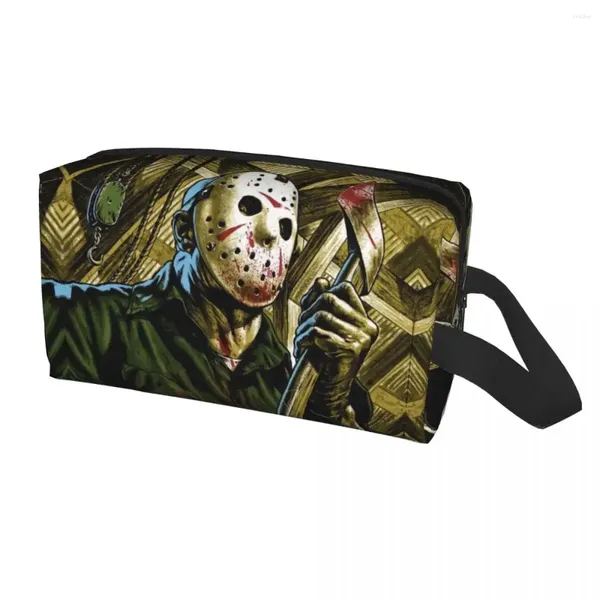 Cosmetic Bags Custom Horror Movie Charakter Killer Reisetasche Halloween Film Toildern Make -up Organizer Ladies Beauty Storage Dopp Kit