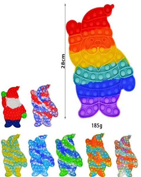 28 cm brinquedos arco-íris anti estresse Papai Noel Bubbles Push Sensory Toy Toy Stress Reliever Board Games Reutilizável Squeeze Kids Adultas de Natal Presentes 5191168