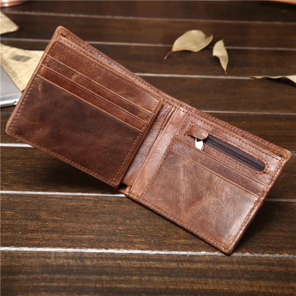 Portafogli 2022 Nuovi uomini vintage olio cera portafoglio in pelle di credito Card Card Cards Tool Money Bag Slim Business Ol Pollet pieghevole per uomo