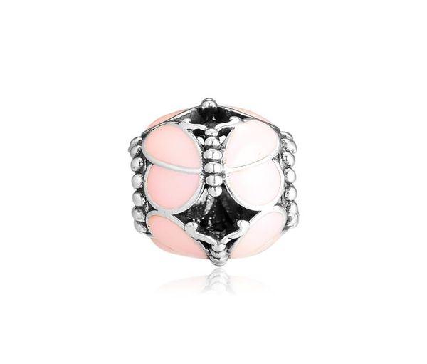 2019 Spring 925 Sterling Silber Schmuck rosa Schmetterlinge Charme Originalperlen passt Armbänder Halskette für Frauen DIY MAKE7774633