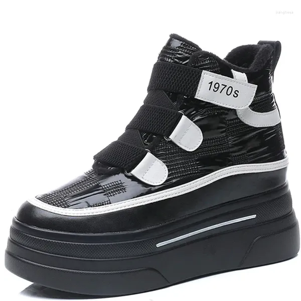 Freizeitschuhe Schneeschuhe für Frauen 2024 Echtes Leder Herbst und Winter sowie Samt Britisch-Style Dick-Soled Short Warm Sneaker