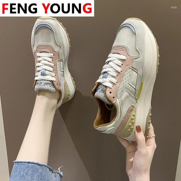 Fitness Shoes Women Sneakers Fashion Mulher Basky Basket Sports Sports Platform Designers de tênis Casual Mesh Breathable Old Dad