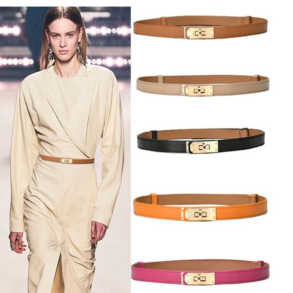 Mode vielseitige Frauen Leder dünne Korsettriemen Schnappgürtel Taille Dichtung Länge Verstellbarer Rock Pullover Vintage Belt 240419